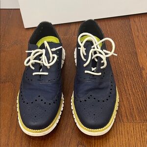 Cole Haan Navy and Yellow Oxfords